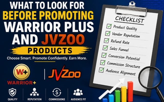 What to Look for Before Promoting Warrior Plus and JVZoo Products